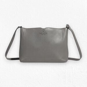 Kate Spade Medium Grey Pebbled Leather Harlow Medium Crossbody Purse WKR00058